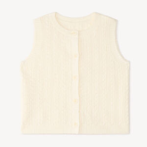 Gilet fille en tricot fantaisie sans manches 