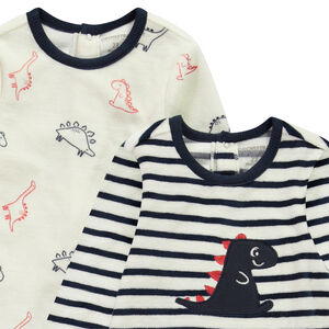 Lot de 2 dors-biens dino en velours pour bébé garçon avec ouvertures différentes selon l'âge 