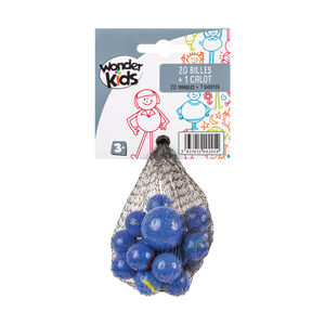 Filet de 20 billes + 1 calot en verre (modèle aléatoire) 