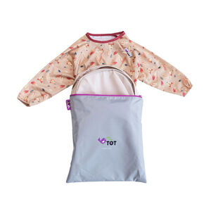 Kit bavoir et plateau imperméable imprimé renards/sable 