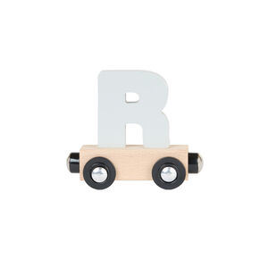 Lettre "R" wagon en bois - gris 
