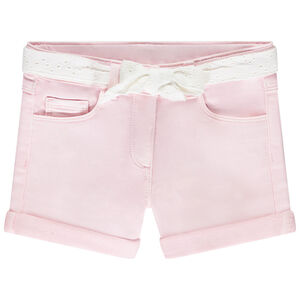 Short effet jean avec ceinture en broderie anglaise pour fille 