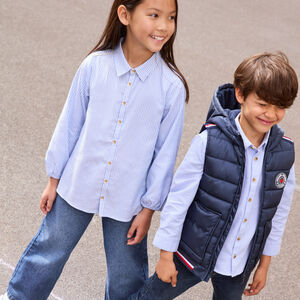 Chemise manches longues en popeline rayé pour fille 