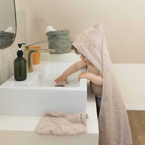Cape de bain + Gant "Mini Nous" 70x70cm Sable 
