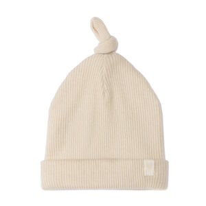 Bonnet de naissance côtelé effet noué pour bébé garçon 