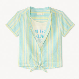 Ensemble 2 pièces chemise manches courtes + crop top fantaisie pour fille 