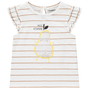 T-shirt manches courtes rayé à motif fantaisie ludique 