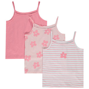 Lot de 3 débardeurs fantaisie en jersey slub pour fille 