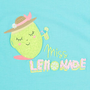 T-shirt manches courtes volantées print citron pailleté pour fille  