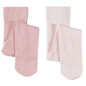 Lot de 2 paires de collants fins en jersey pointelle pour fille 