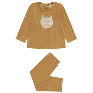 Ensemble 2 pièces en velours et print fantaisie pour bébé garçon 