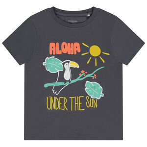 T-shirt manches courtes print fantaisie tropique avec broderies pour garçon 