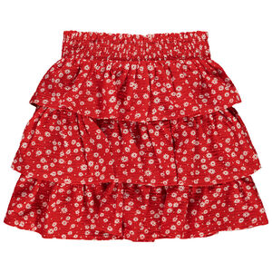 Jupe volantée en jersey froissé imprimé fleurs pour fille 