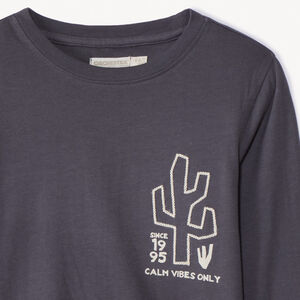 T-shirt manches longues avec broderie cactus pour garçon 