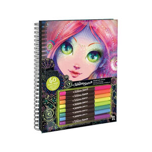 Carnet de coloriage à pages noires et crayons gels à encre néon Coralia  