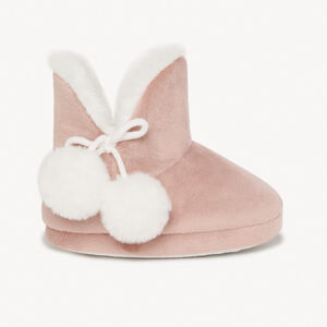 Chaussons bottes fourrés en velours avec pompons pour fille 