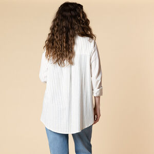 Chemise manches longues de grossesse et d'allaitement rayée avec poche 