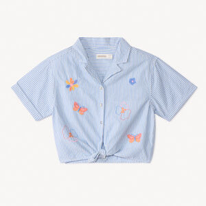 Chemise manches courtes rayée effet noué pour fille 