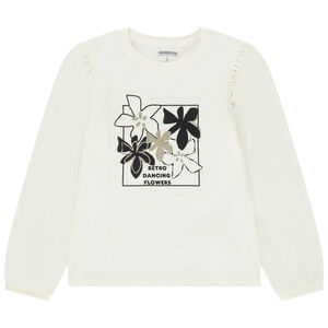 T-shirt manches longues print floral pailleté pour fille 