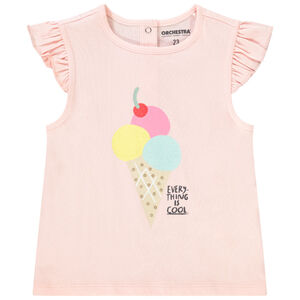 T-shirt manches courtes volantées en jersey avec print pour bébé fille 