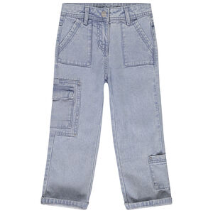 Jean droit en denim style cargo avec poches fille 