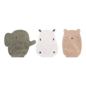 Lot de 3 gants de toilettes Animaux de la savane 