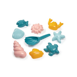 Jouet de plage filet avec 8 moules à sable coquillages avec pelle 