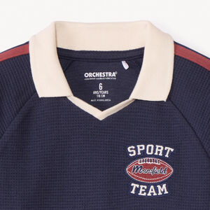 Polo manches longues avec badge fantaisie pour garçon  