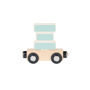 Lettre "XI" wagon en bois - bleu 