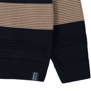 Pull rayé col châle en tricot fantaisie pour garçon 