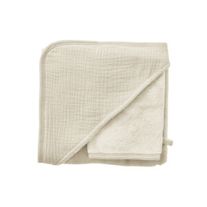 Set cap de bain + gant mousse de lait  