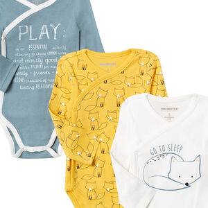 Lot de 5 bodies manches longues print renards pour bébé garçon 