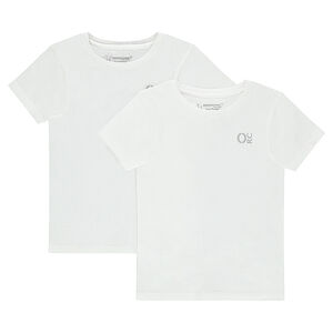 Lot de 2 tee-shirts en coton uni (maillots de corps) print logo 
