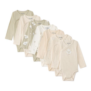 Lot d 7 bodies manches longues fantaisie pour bébé avec ouvertures différentes selon l'âge 