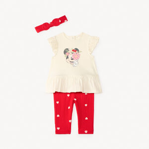 Ensemble 3 pièces tunique + caleçon + bandeau Minnie Disney pour bébé fille 