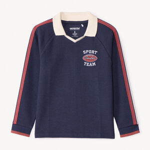 Polo manches longues avec badge fantaisie pour garçon  