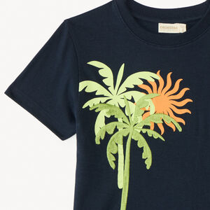 T-shirt manches courtes broderie et print palmiers pour garçon 