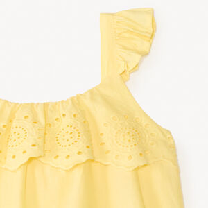Top court en voile uni broderie style anglaise fantaisie pour fille 