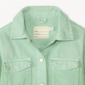 Veste en jean unie avec clous fantaisie fille 