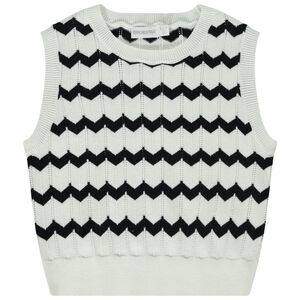 Pull sans manches en tricot ajouré motif zigzags pour fille 