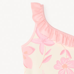 Maillot de bain 1 pièce bretelles asymétriques imprimé fleurs pour fille 