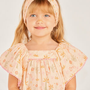 Ensemble 2 pièces robe + bandeau imprimé fantaisie pour bébé fille 