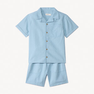 Ensemble 2 pièces en toile fantaisie unie pour garçon 