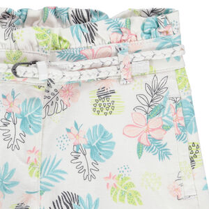 Short en twill imprimé fantaisie avec ceinture tressée pour fille 