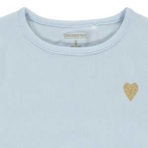 T-shirt manches courtes côtelé à cœur brodé pour fille 