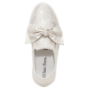 Baskets basses dorées avec effet pois iridescents et noeud 