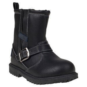 1/2 bottes aspect cuir avec boucle métal et zip 