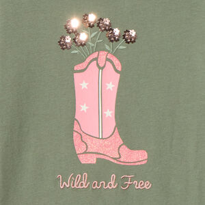 T-shirt manches longues print santiags et broderie pour fille  