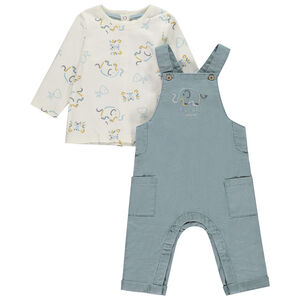 Ensemble salopette + t-shirt imprimé éléphants pour bébé garçon 