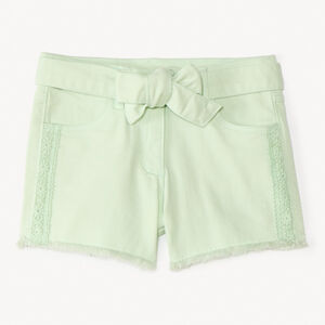 Short en jean avec détails brodés et ceinture à nouer pour fille  